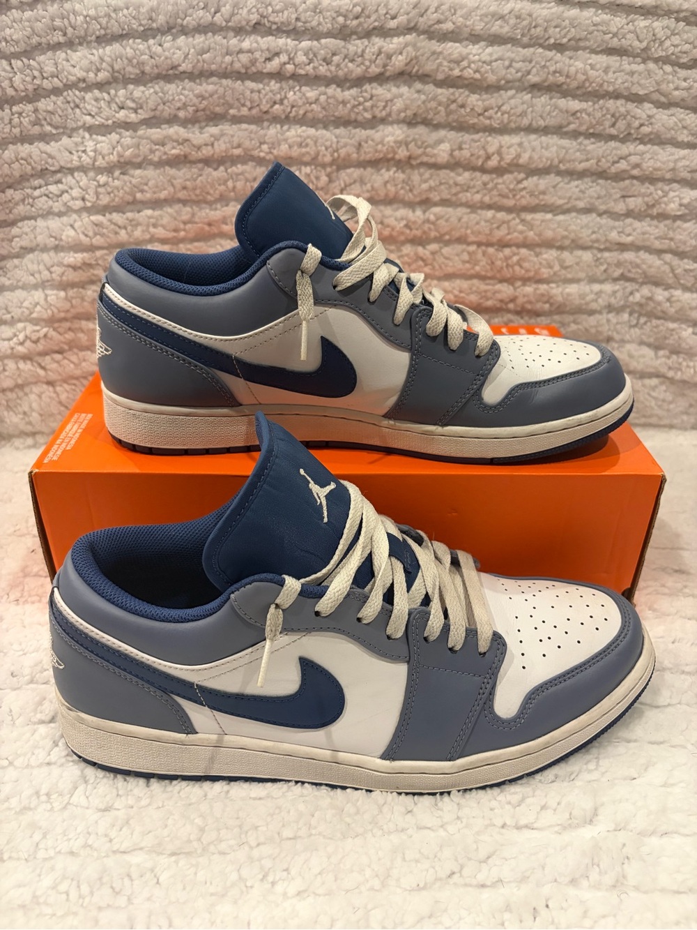 Nike Air Jordan 1 Low - White and Blue/Grey Men's Sneakers